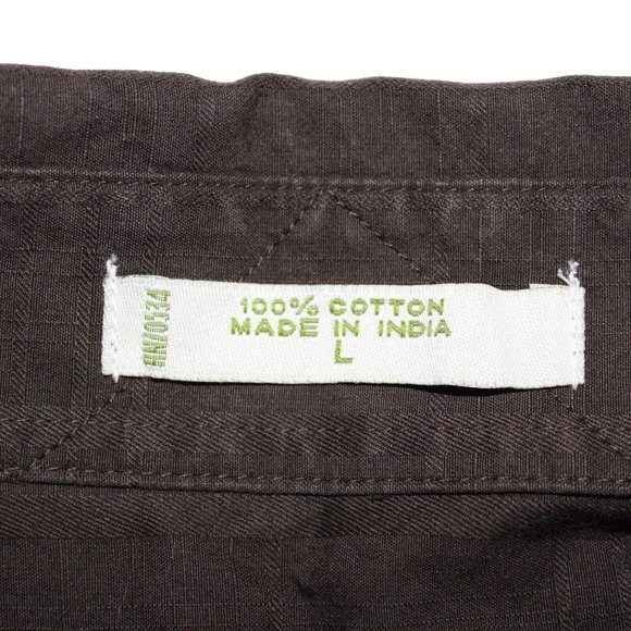 Orvis Large Brown Windowpane Short Sleeve Button Front Casual Lounge Shirt - Picture 6 of 11